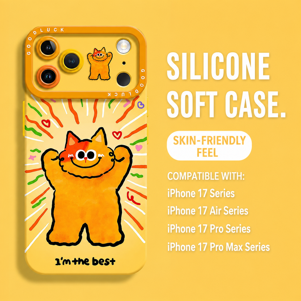 Cartoon confident cat for iPhone 17 Pro Max