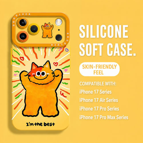 Cartoon confident cat for iPhone 17 Pro Max